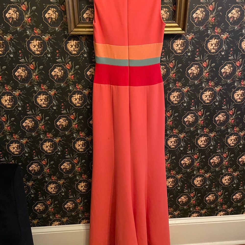 BCBG beautiful coral/tangerine color full length crepe gown. Size 2. Worn 1x